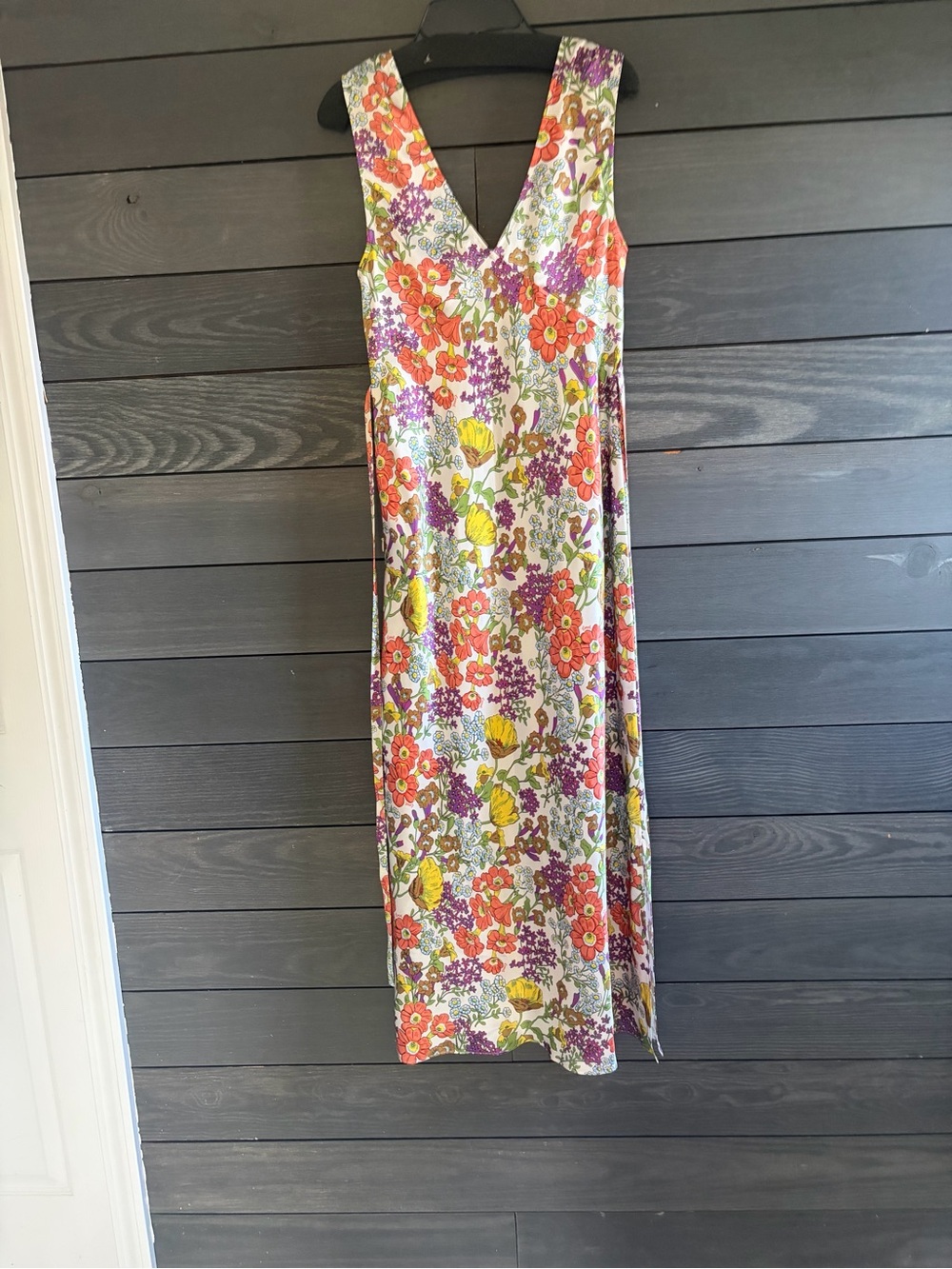 Coach Floral V-Neck Maxi Dress in Multi Floral